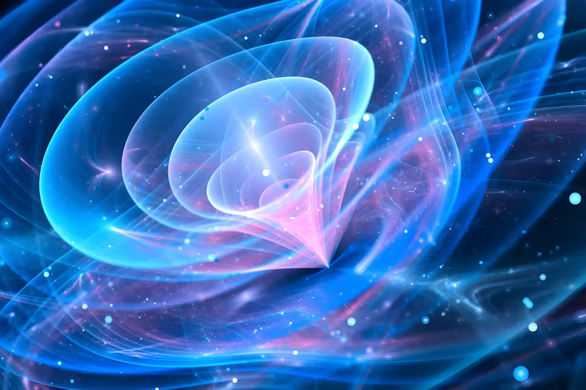 انرژی‌های نوری انتزاعی با طیف رنگی آبی و بنفش در فضای تاریک