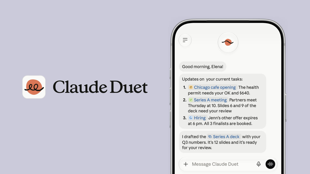 آنتروپیک از ایجنت هوش مصنوعی Claude Duet رونمایی کرد؛ رقیب Muse متا [تماشا کنید]