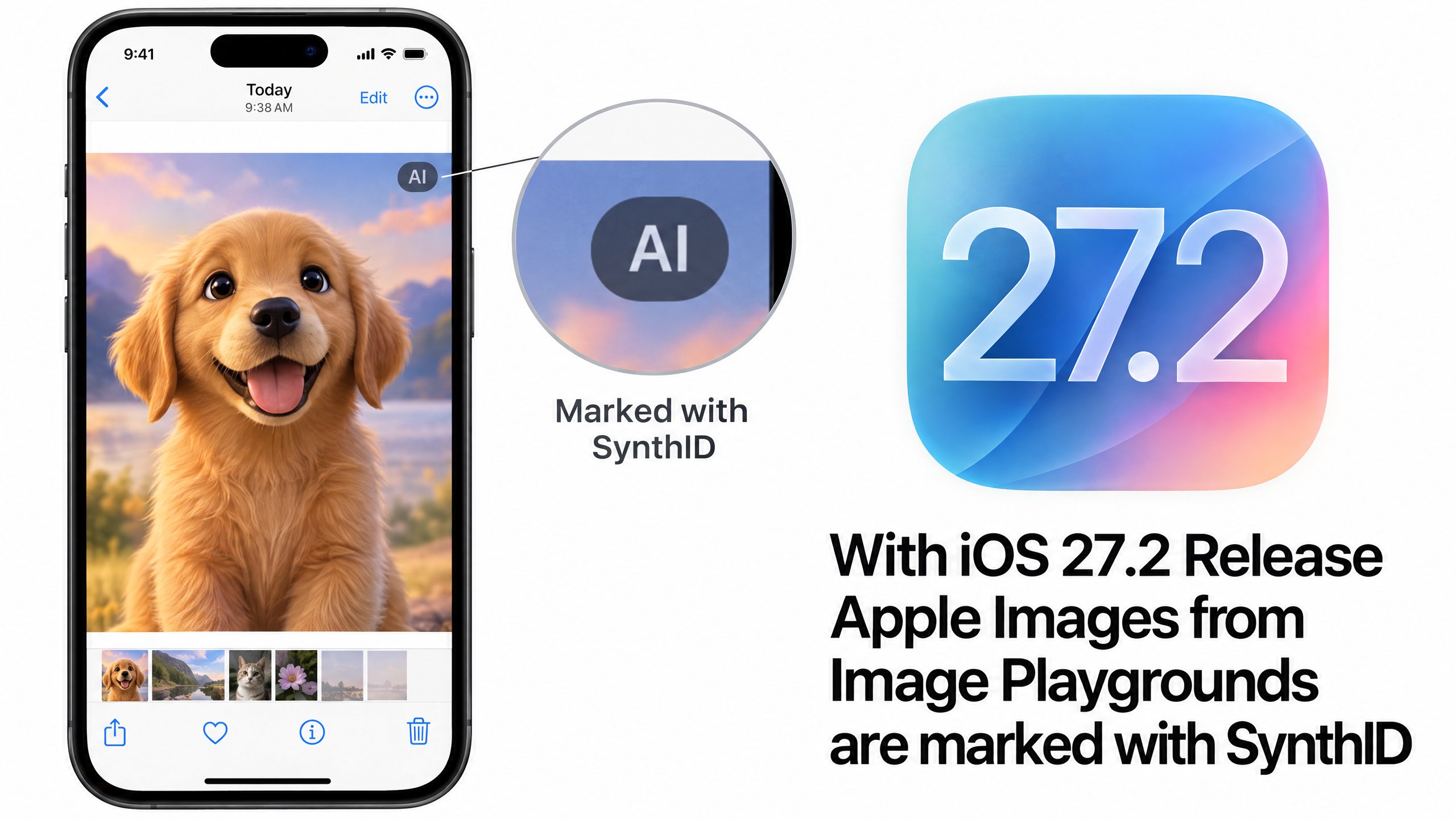 اپل در iOS 27.2 به تصاویر تولیدشده با هوش مصنوعی واترمارک نامرئی گوگل اضافه می‌کند