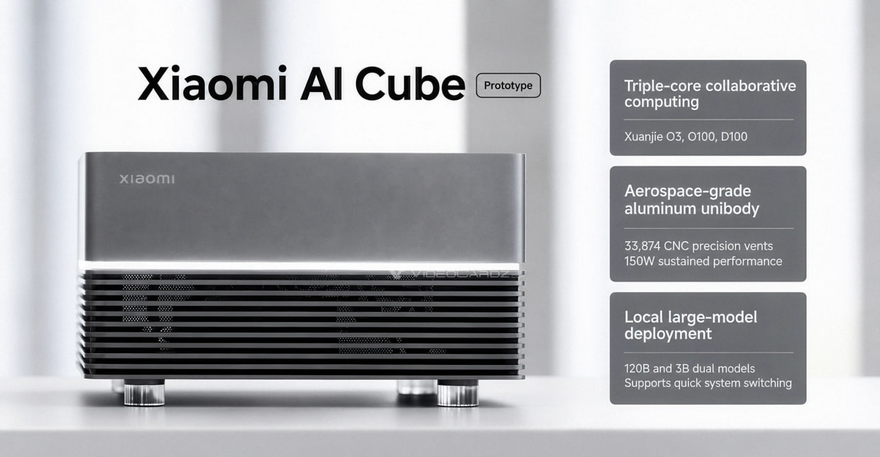 مینی پی‌سی شیائومی AI Cube با سه تراشه جدید XRING معرفی شد