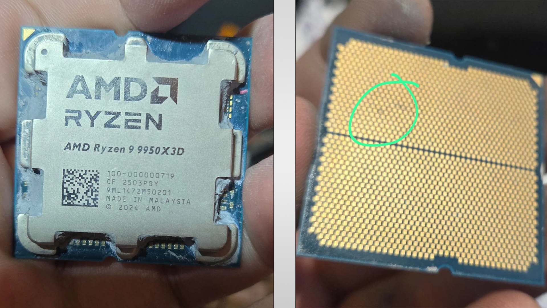 پردازنده رایزن 9 9950X3D تنها پس از یک ساعت کار روی مادربرد X670 دچار خرابی شد