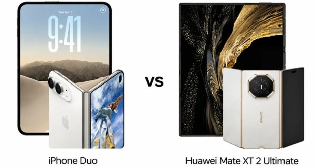 مقایسه آیفون Duo در برابر Mate XT 2 Ultimate؛ نبرد تاشوهای متفاوت اپل و هواوی