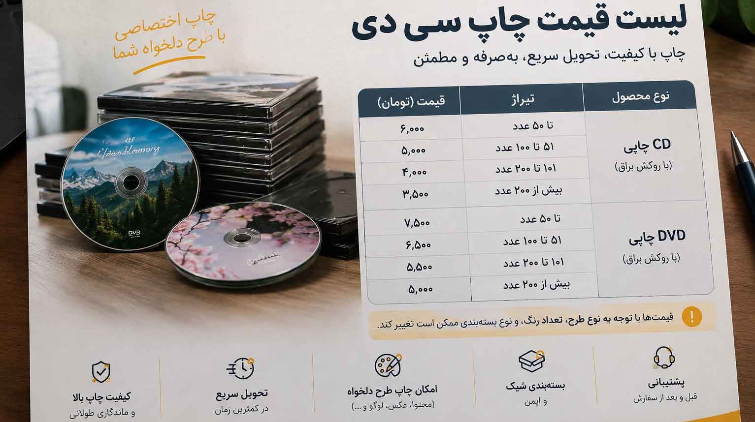 هزینه چاپ سی دی چقدر است؟ ۶ عامل مهم که قیمت را تعیین می‌کنند