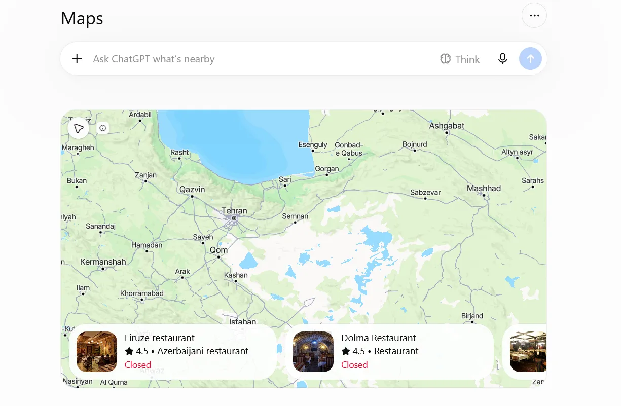 با کمک قابلیت Maps حالا ChatGPT یک راهنمای سفر مبتنی بر نقشه است