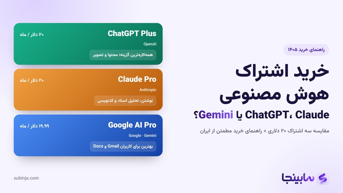 خرید اشتراک هوش مصنوعی در ۱۴۰۵؛ ChatGPT، Claude یا Gemini؟ | راهنمای کامل سابینجا