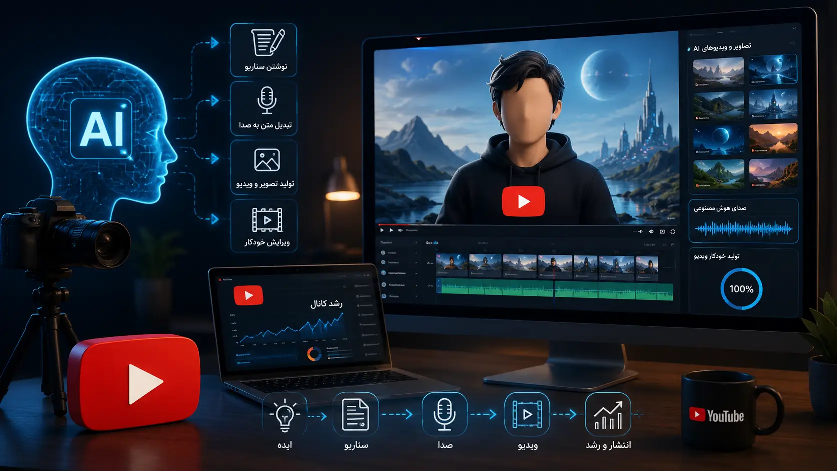 آموزش صفر تا صد ساخت کانال یوتیوب بدون چهره (Faceless) با هوش مصنوعی XNET | اخبار و تحلیل هوش مصنوعی