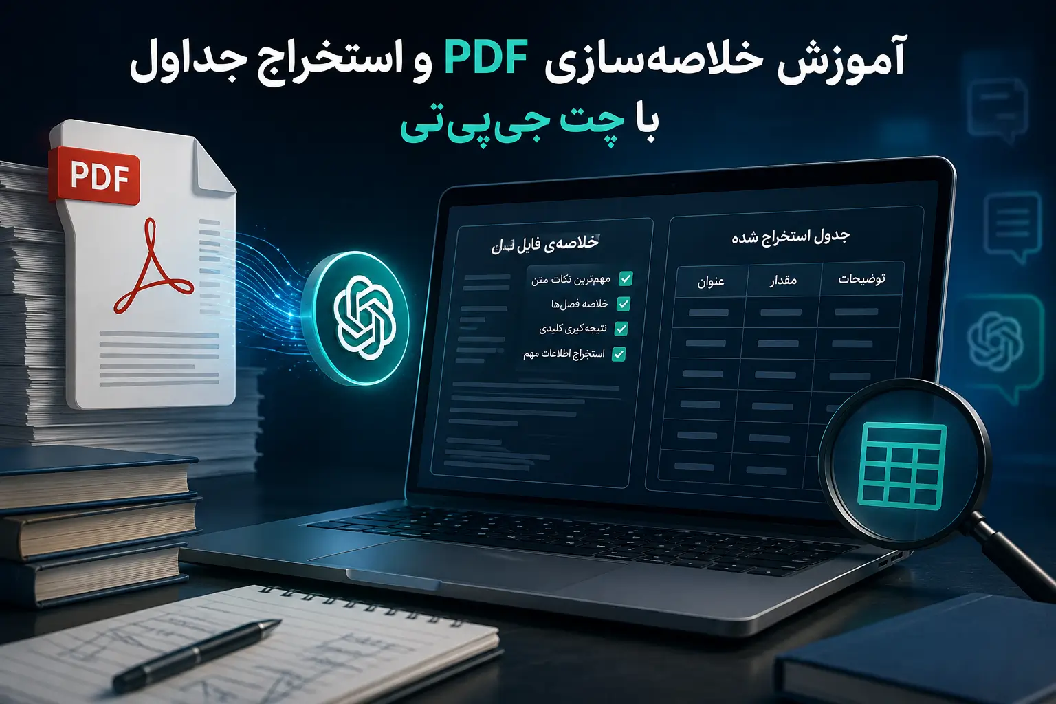 آموزش خلاصه‌سازی فایل‌های PDF طولانی و استخراج جداول با چت جی‌پی‌تی (آپدیت ۲۰۲۶) XNET | اخبار و تحلیل هوش مصنوعی