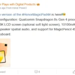 مشخصات نسخه چینی تبلت MagicPad 4 آنر لو رفت